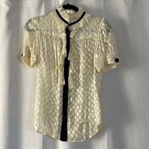 Diane von Furstenberg Cream & Black Silk Blouse / 2